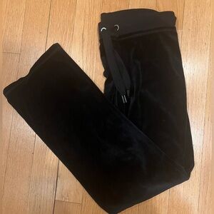 Black Velour Joggers With Heart on Waist
